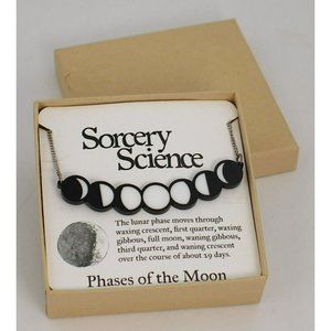 Phases of the Moon Silver Tone Necklace Jewelry